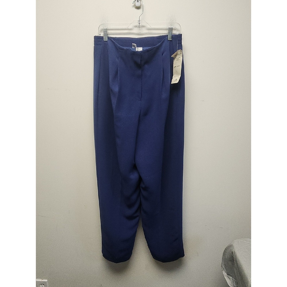 VTG Sears USA Blue Pleated 16 Elastic Waist ZIP Pants Women's Dress Slacks NEW